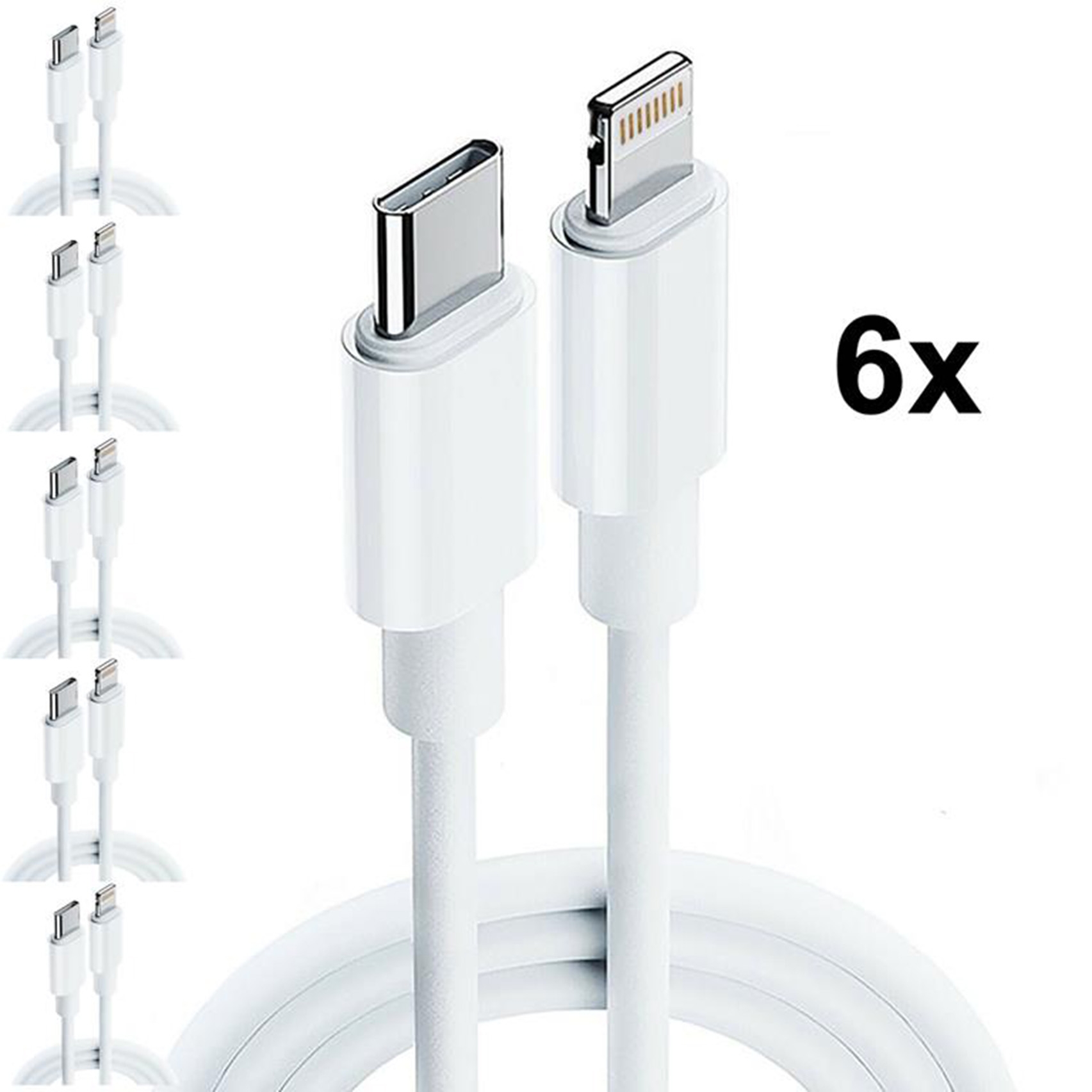 6x iPhone 11 Pro Max Lightning auf USB-C 1m Ladekabel - Datenkabel Ersatzteil